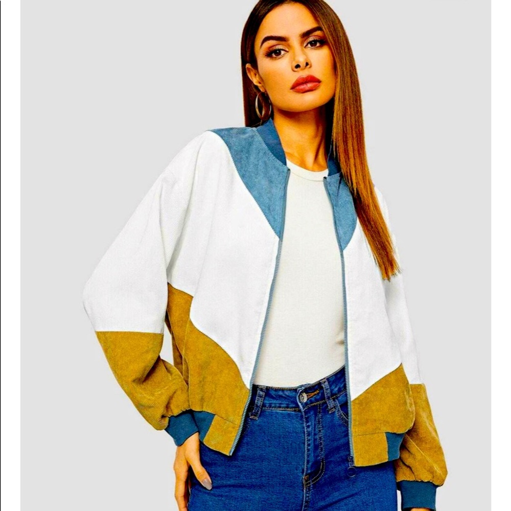 Zipper Cord Bomber Jacket